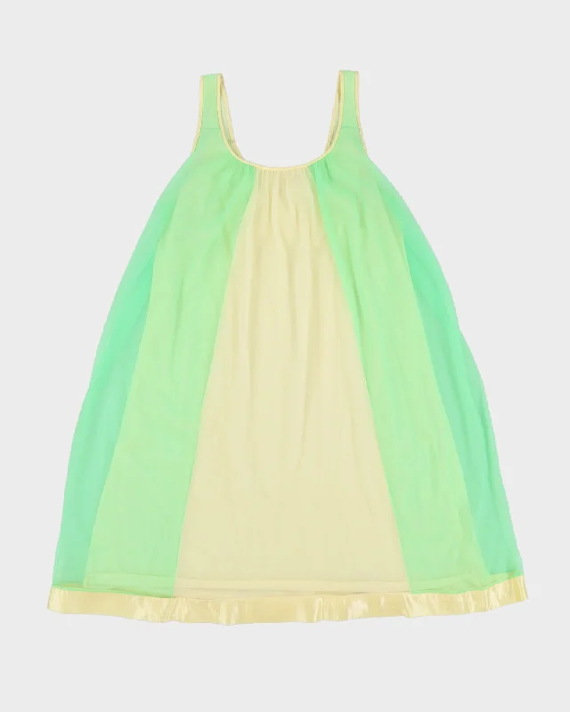 1960s green and yellow slip dress - M