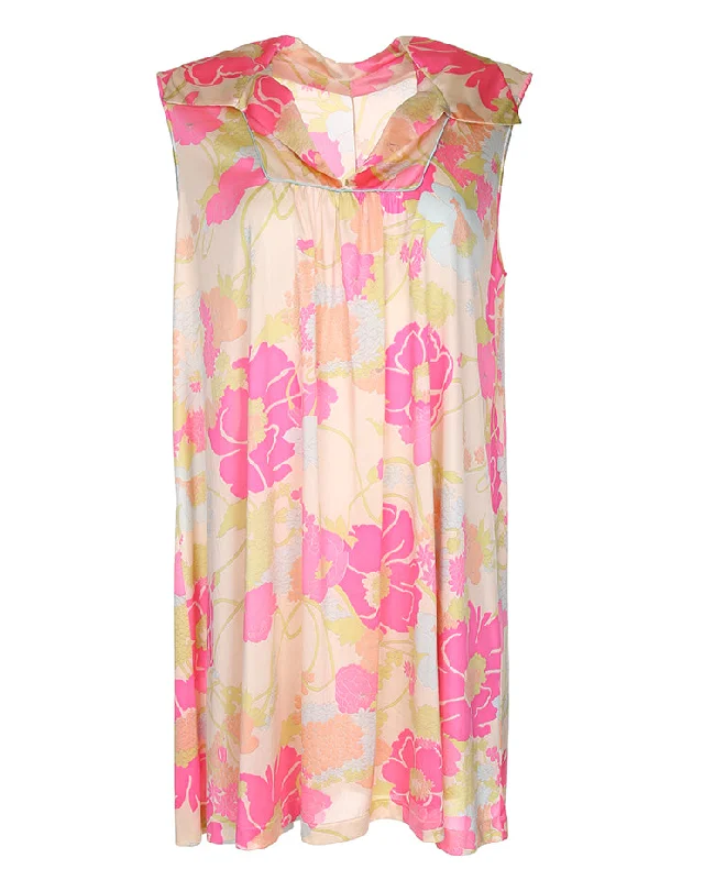 1970's Neon Floral Print Slip Cami - L / XL