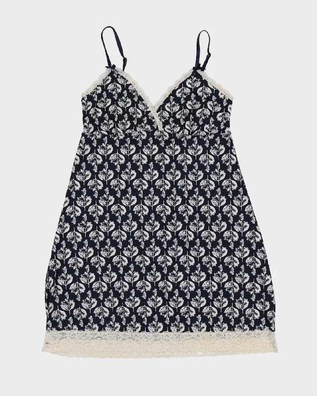 Laura Ashley Blue Patterned Slip Dress- S