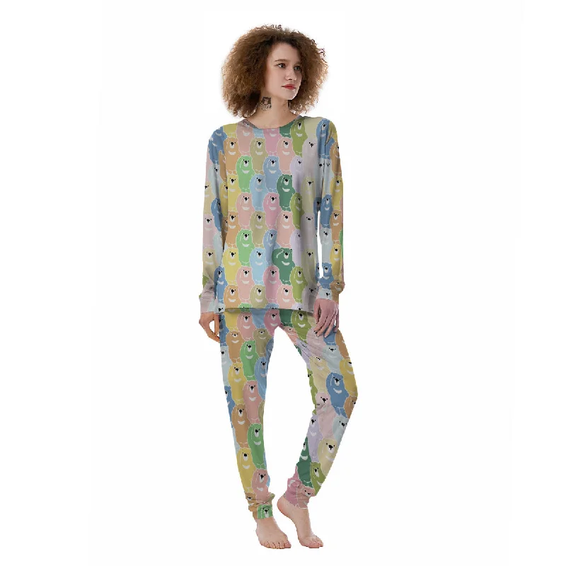 Polar Bear Pastel Print Pattern Women's Pajamas