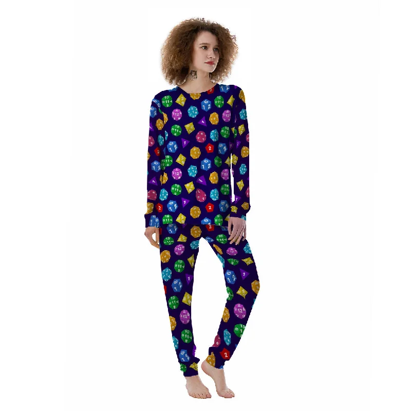 Polyhedron Dice Colorful Print Pattern Women's Pajamas