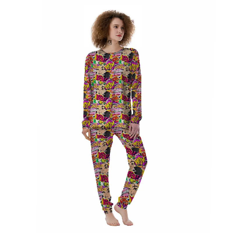 Pop Art Comics Print Pattern Women's Pajamas