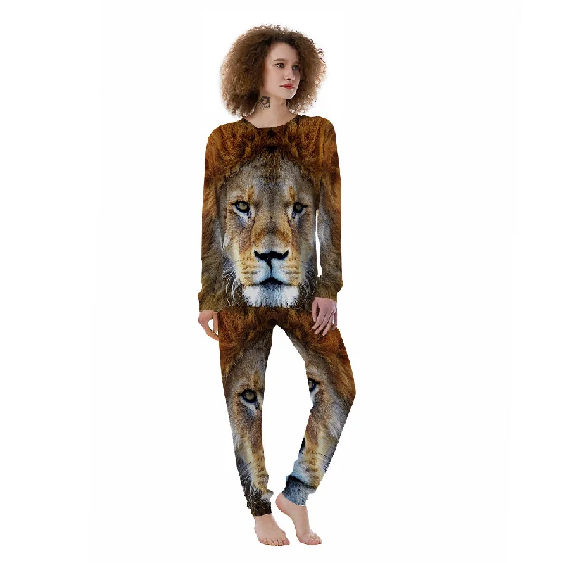 Portrait African Lion Print Women's Pajamas