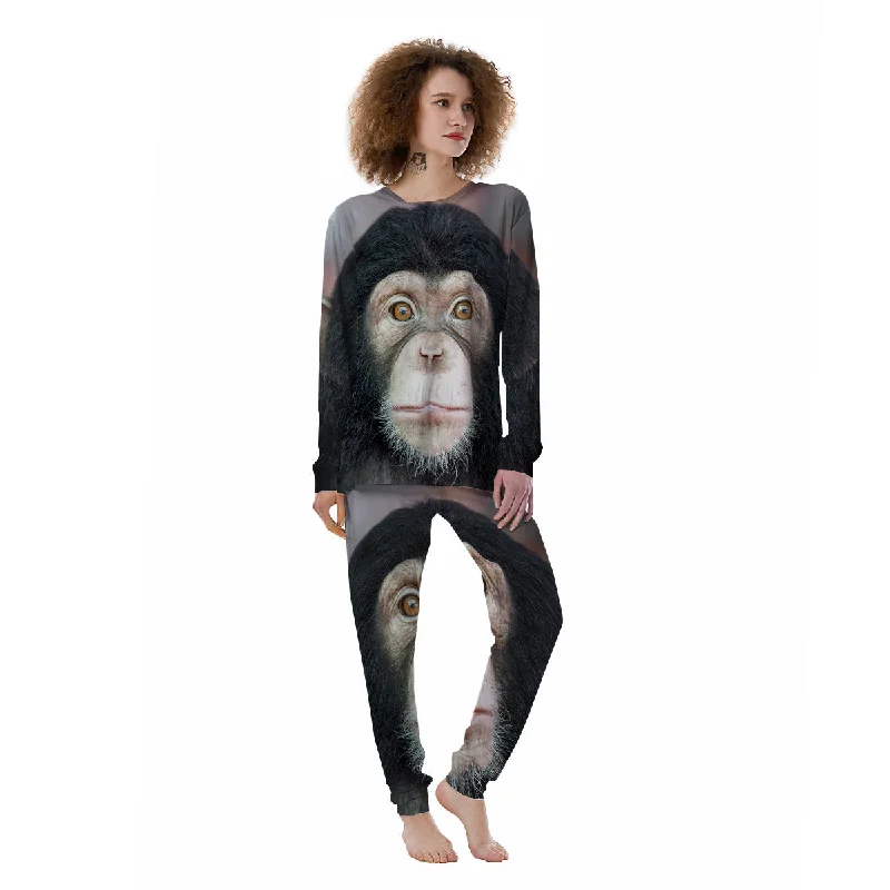 Portrait Chimpanzee Print Women's Pajamas