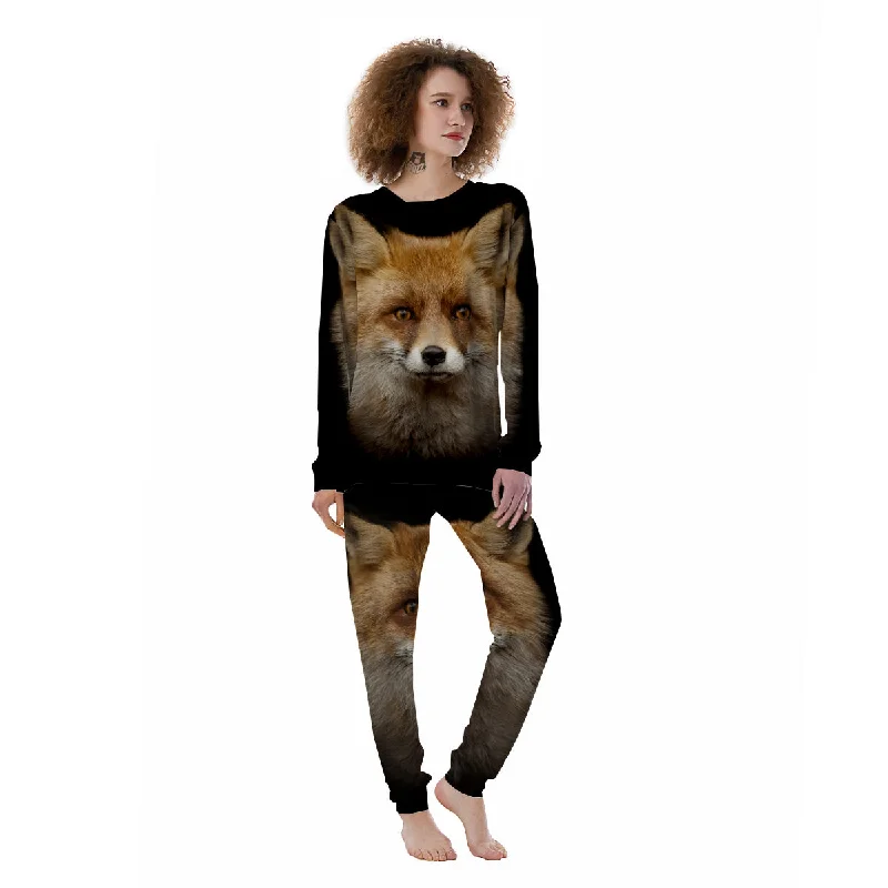 Portrait Head Fox Print Women's Pajamas