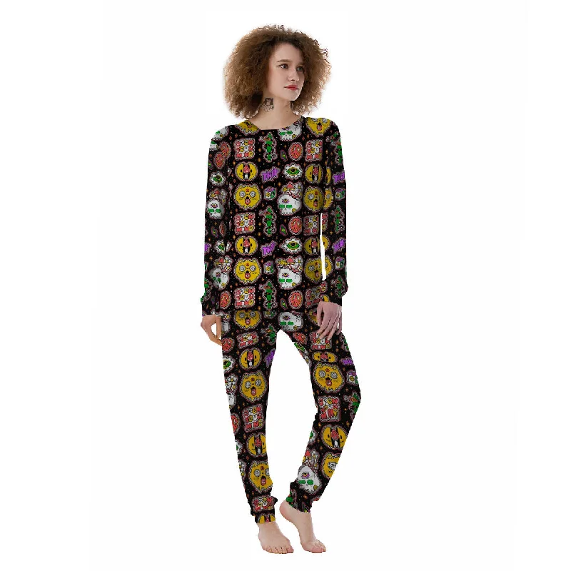 Psychedelic Funny Crazy Colorful Print Pattern Women's Pajamas