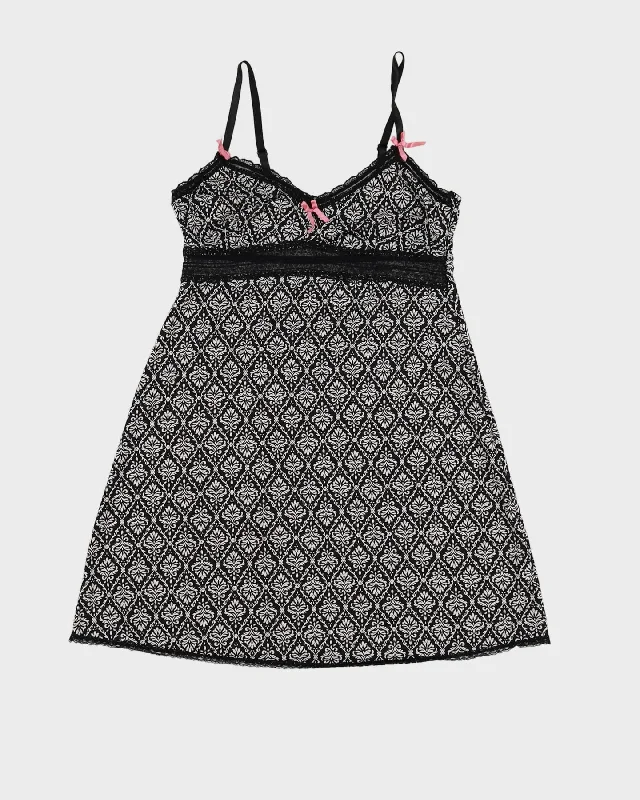 Laura Ashley Black Patterned Slip Dress - S