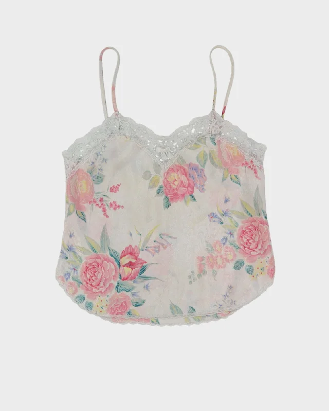 White Pastel Floral Cami Top - S