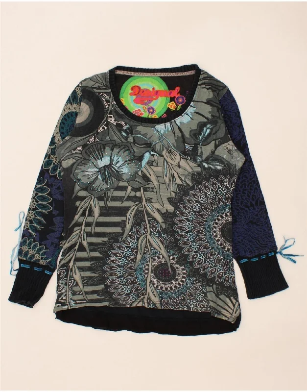 DESIGUAL Womens Crew Neck Jumper Sweater UK 18 XL Multicoloured Floral