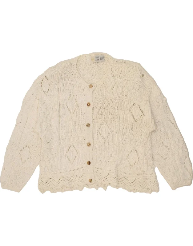 GOLDEN SPIDERWEB Womens Cardigan Sweater UK 20 2XL White Cotton