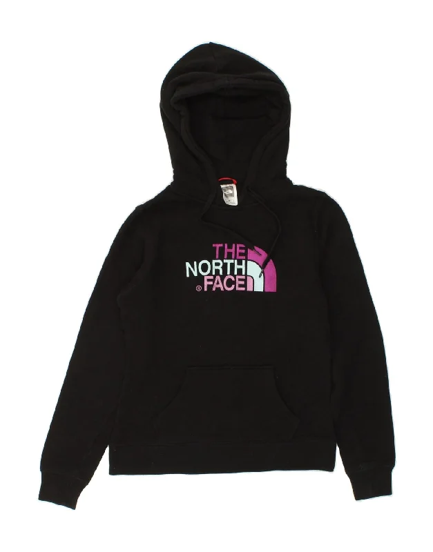 THE NORTH FACE Womens Graphic Hoodie Jumper UK 10 Small Black Cotton