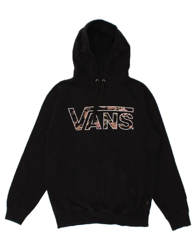 VANS Womens Loose Fit Graphic Hoodie Jumper UK 14 Medium Black