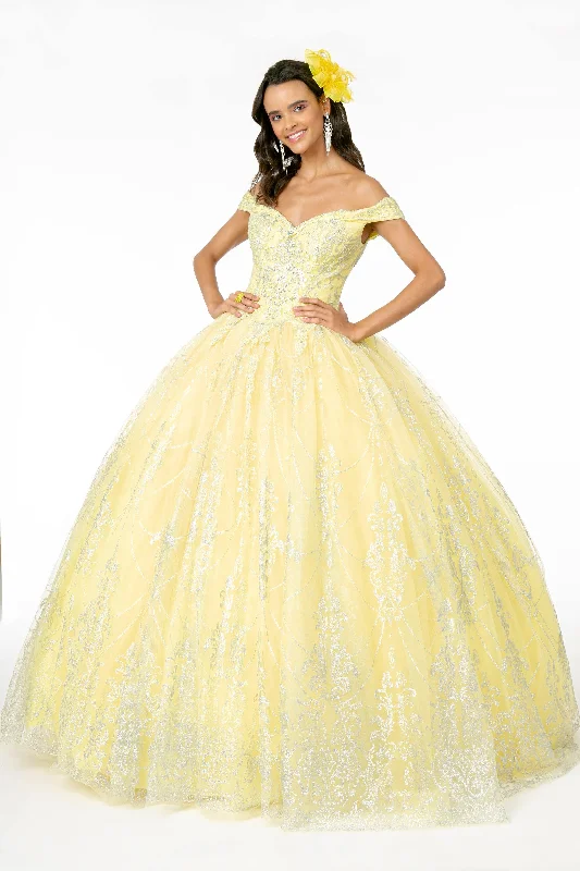 Long Glitter Mesh Quinceanera Dress