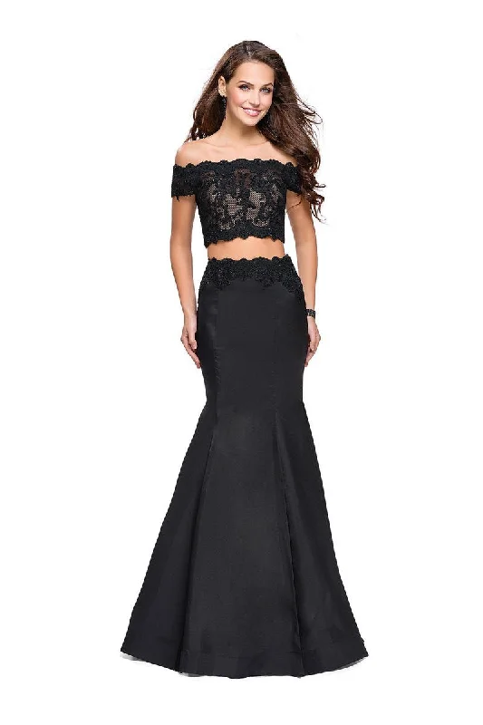 La Femme - 25583 Two Piece Off-Shoulder Mikado Gown