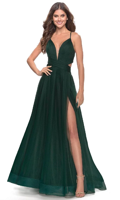 La Femme 31347 - Ruched Side Cutout Evening Dress