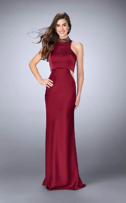 La Femme - 23750 Chic High Collar Sculpted Sheath Long Evening Gown