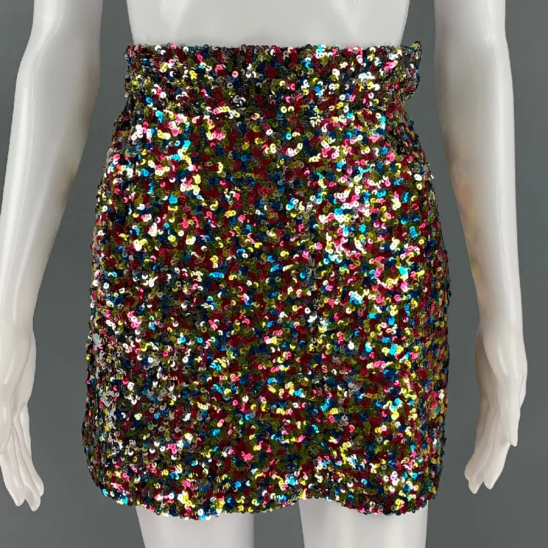 ATTICO Size XS Multi-Color Polyester Sequined Mini Skirt