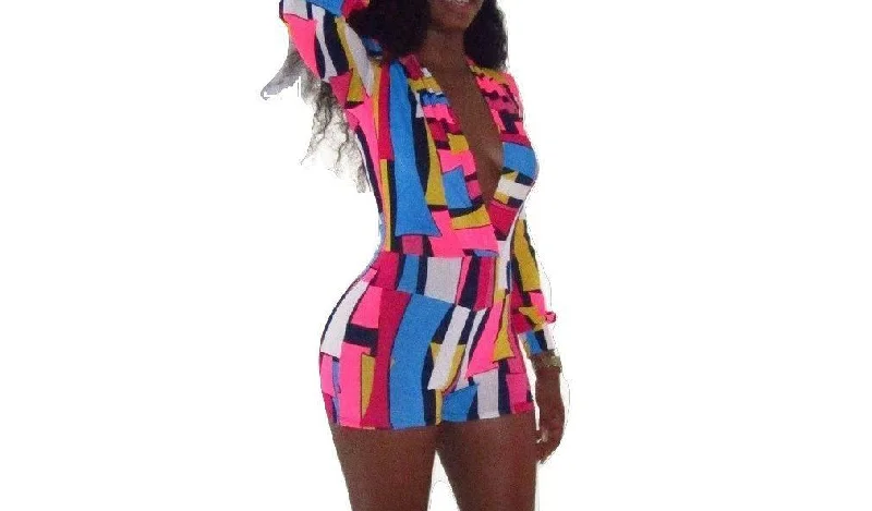 Bright Color Shorts Playsuit Romper