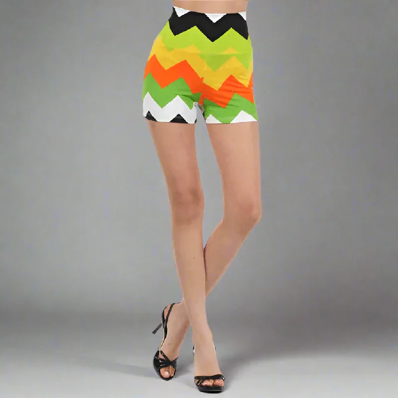 Chevron Print High Waist Shorts