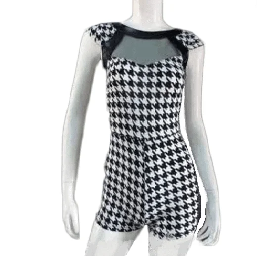 Genie Houndstooth Shorts Playsuit Romper