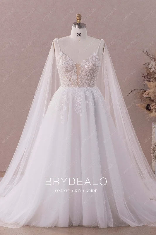 Plus Size Shoulder Veil Beaded Lace Wedding Dress