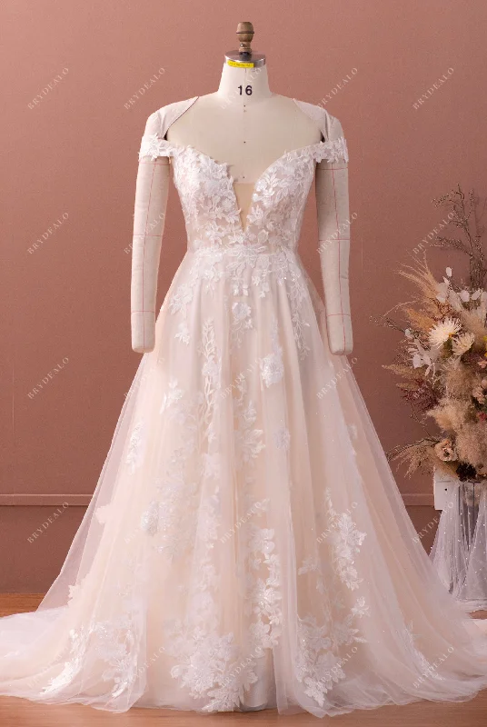 Ready To Ship | Shimmery Off Shoulder Lace Aline Wedding Dress