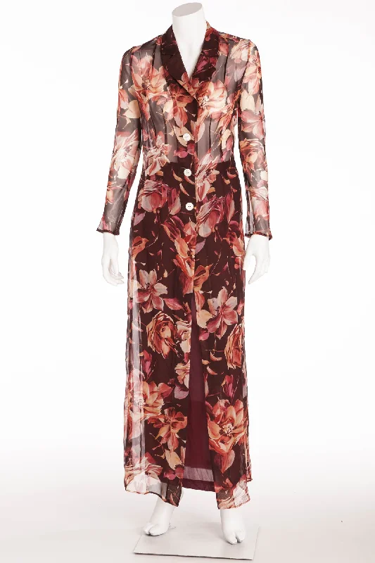 Dolce & Gabbana - 2PC Long Sleeve Floral Chiffon Button Up Jacket and Skirt -