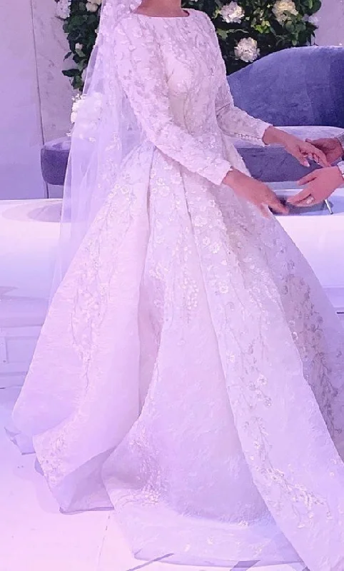 Other Embellished Bateau Long sleeve Ballgown