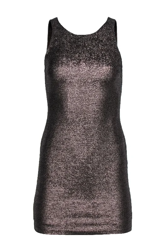 Halston Heritage - Bronze Metallic Sequin Sheath Dress Sz XS