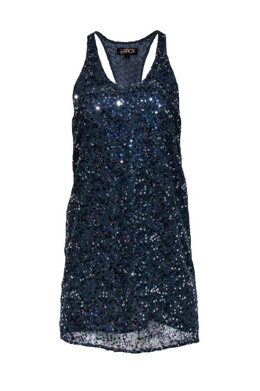 LaROK - Slate Blue Sequin Sleeveless Racerback Shift Dress Sz S