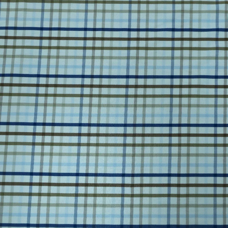 Classic Plaid with Blues and Neutrals Italian Cotton Shirt Loro Piana Fabric