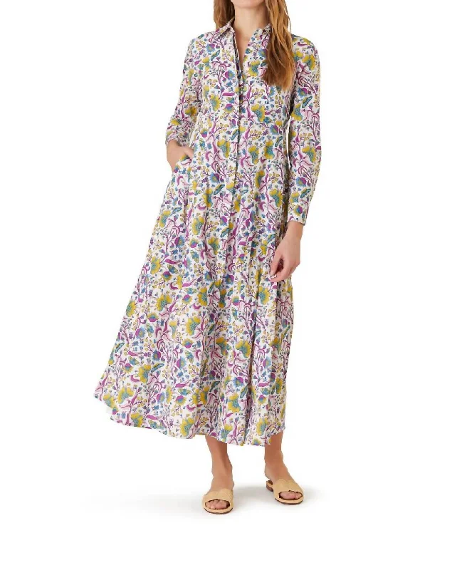 Classic Shirt Dress In Fantasy Garden