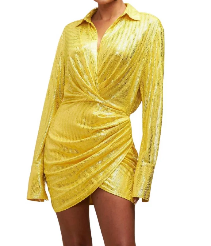 Discoteca Shirt Dress In Yellow