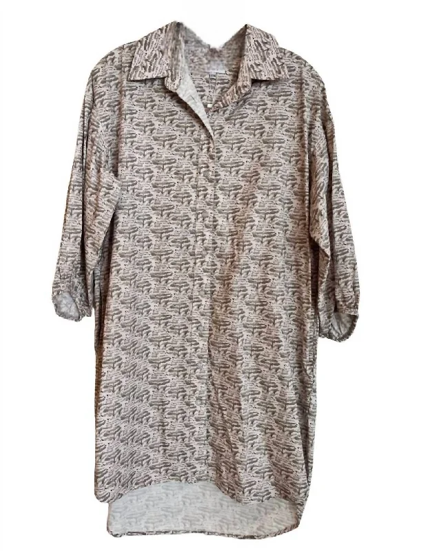 Pullover Shirt Dress In Freather Frolic