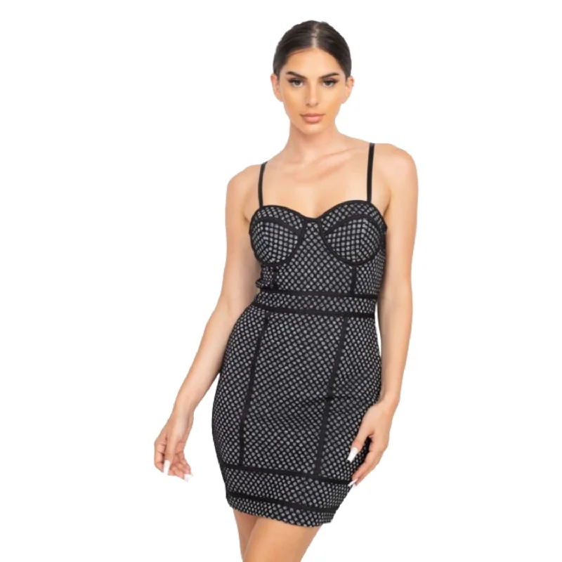 Sleeveless Sparkle Honeycomb Bodycon Dress