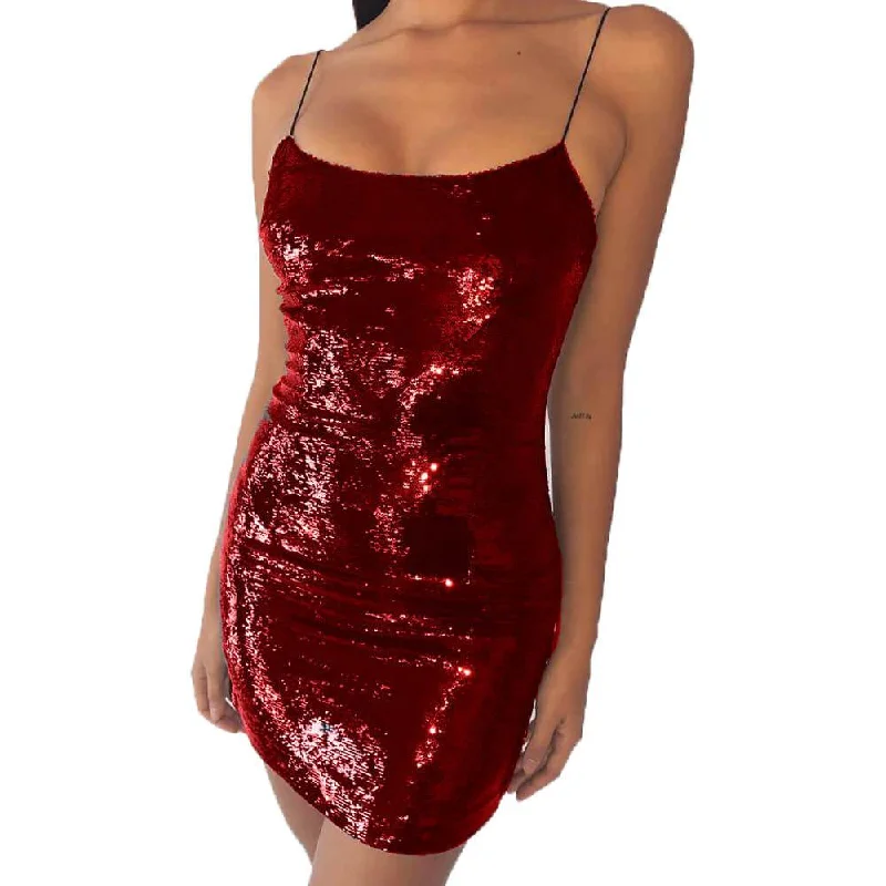 Sling Sequins Bodycon Short Dress