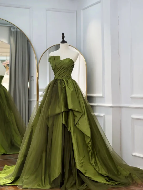 Green Strapless Tulle Formal Prom Dress Evening Gown,DP1077