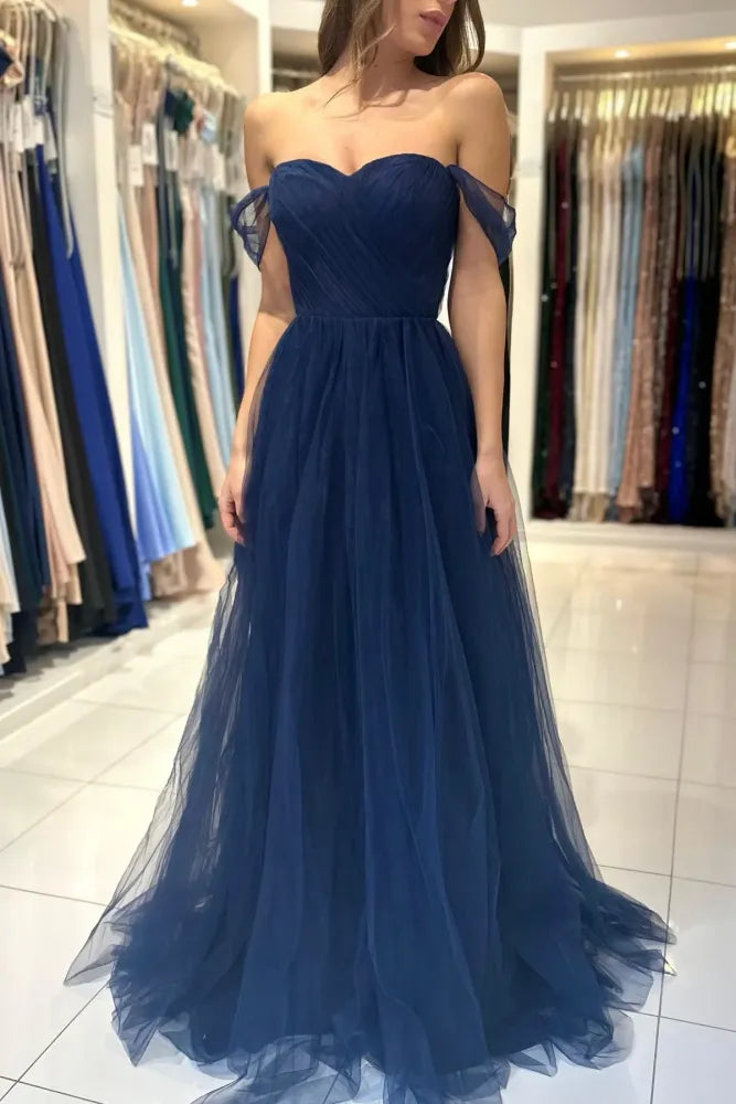 Sweetheart Off-Shoulder Tulle A-Line Empire Prom Dress